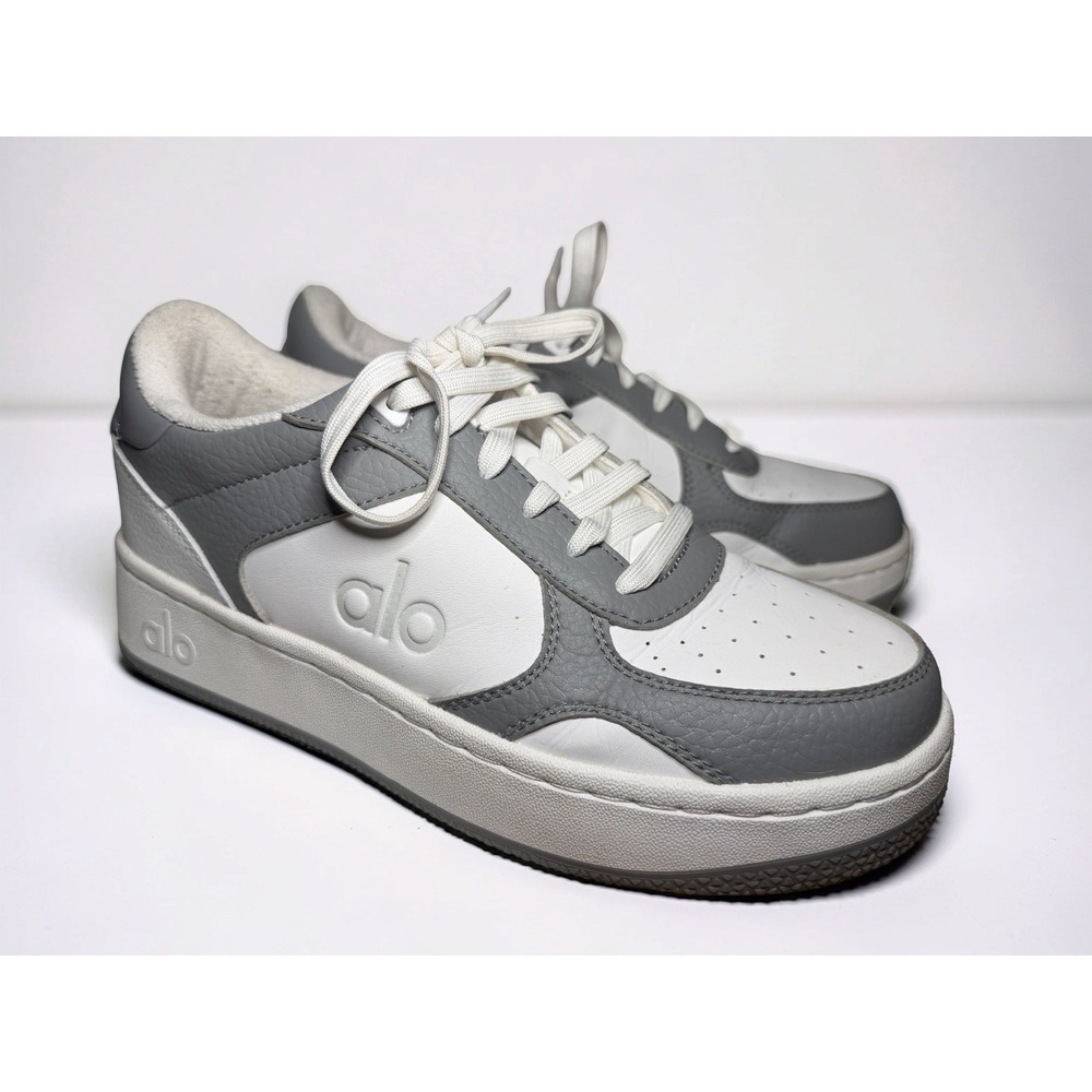 ALO Recovery Mode Sneakers Gray White Leather Unisex Women's 7.5 Mens Sz 6 EUC
